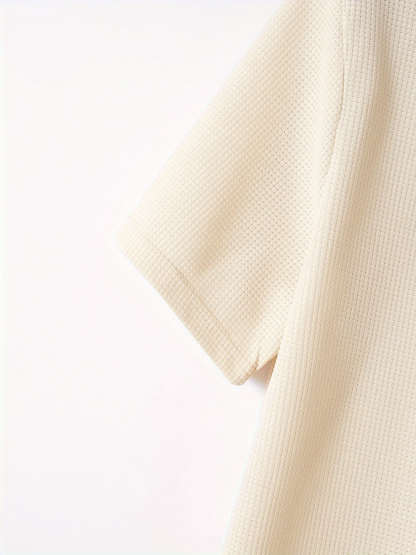 Men's Solid Waffle Stand Collar Short Sleeve Golf Shirts,