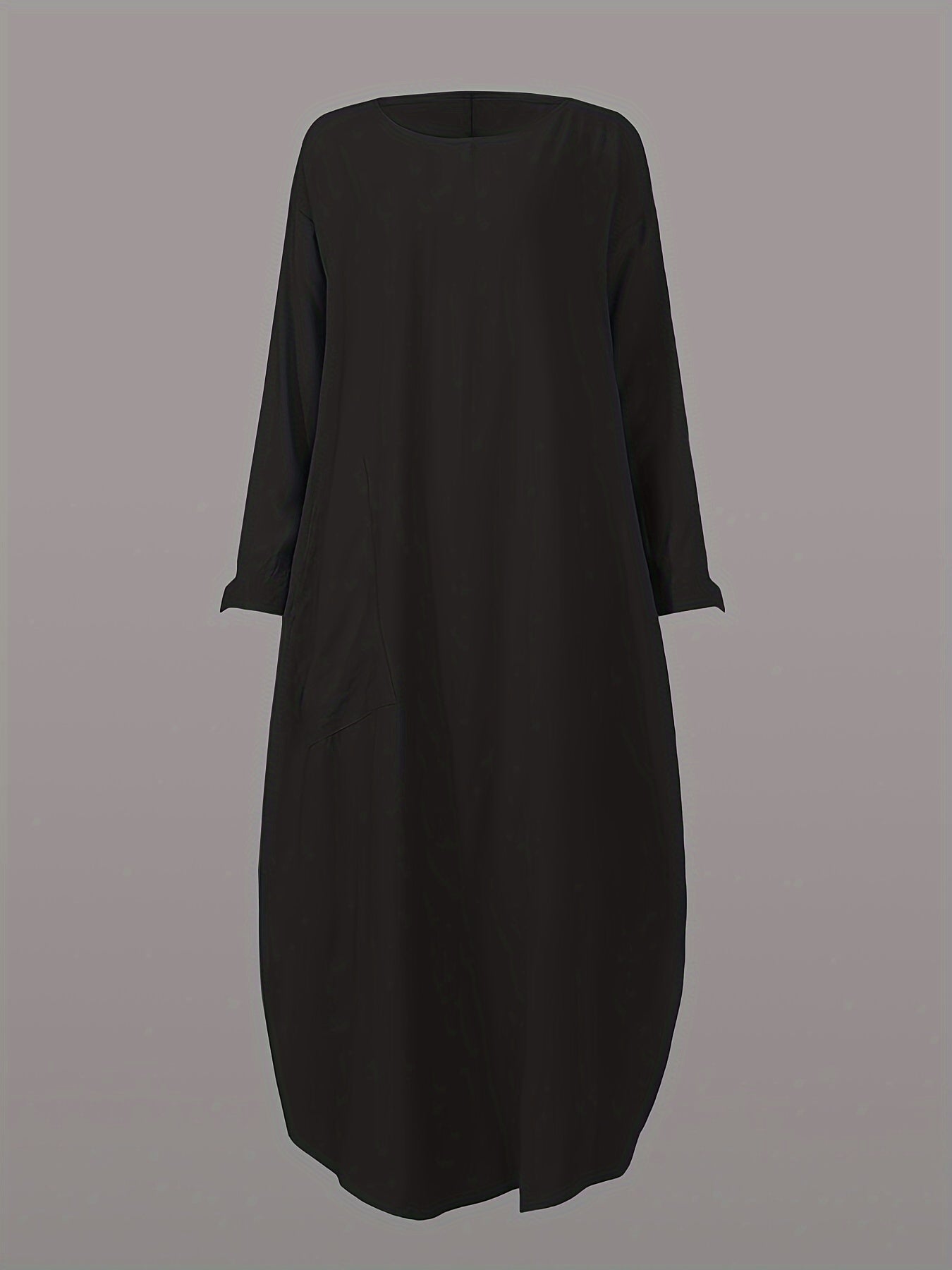 Solid Split Kaftan Dress, Modest Long Sleeve Maxi Dress '/MH