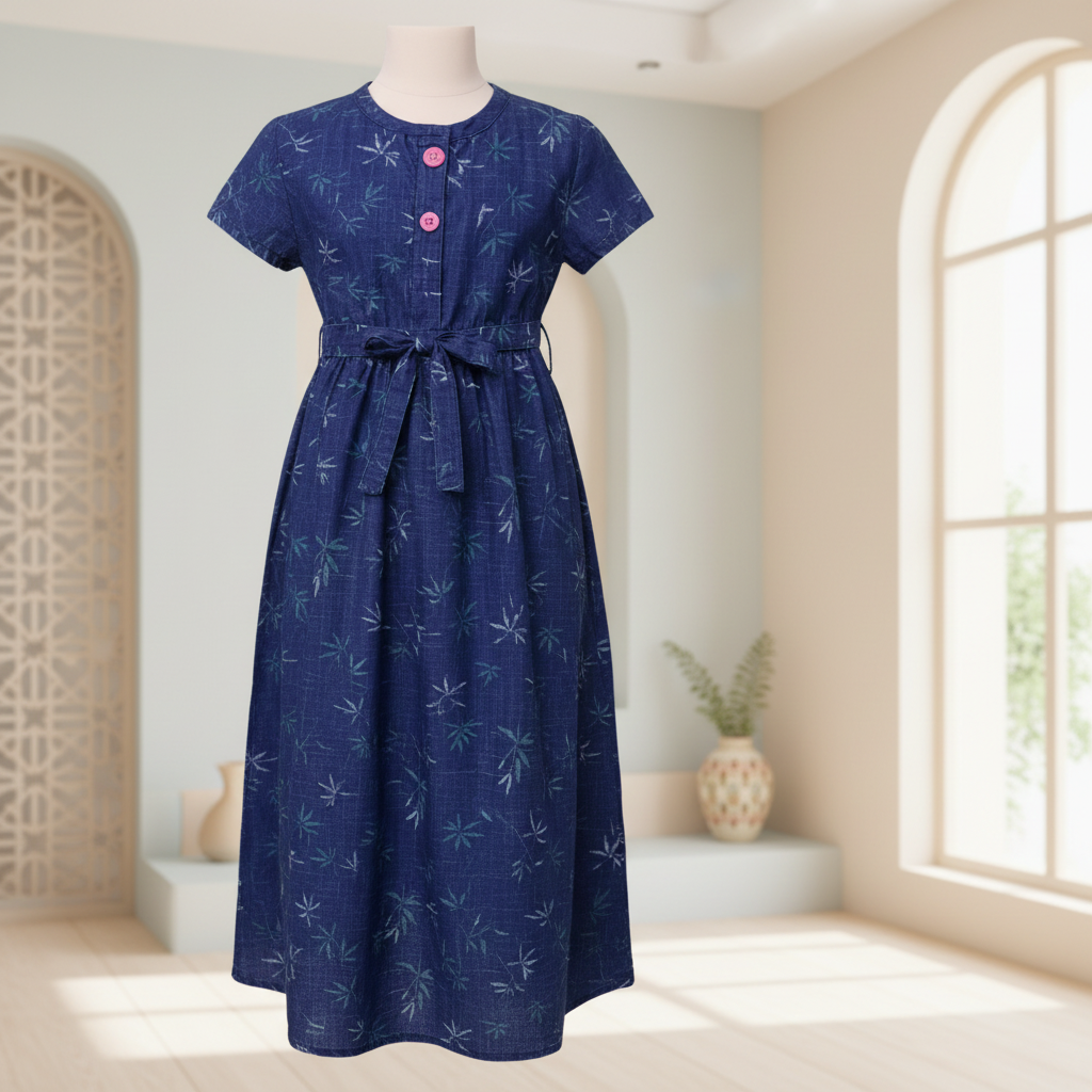 Charming Sleeveless Floral Girls Dress with Waist Bow Detail,Sizes(2-12Years) | MH