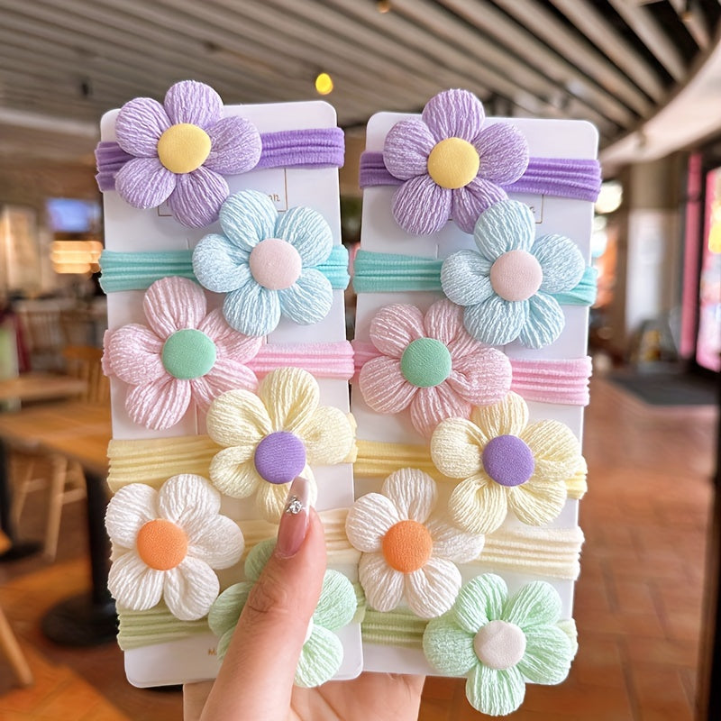 6/8/12/20pcs New Cute Sweet Flower Bow Girls Women Elastic Hair Bands Hair Ties Princess Hair Accessories Headwear