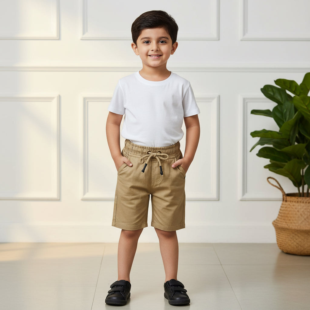Toddler & Boys Beige Cargo Shorts 1 to 8 Years - Comfortable Casual Shorts with Pockets | MH