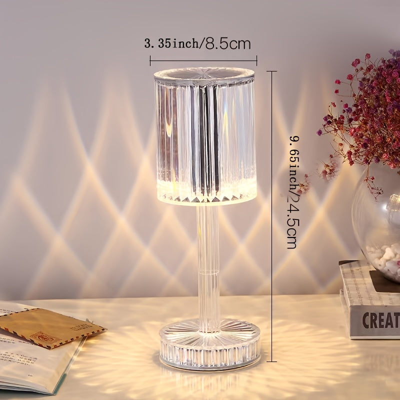 Elegant Crystal Touch Control Bedside Lamp - Adjustable LED Light .