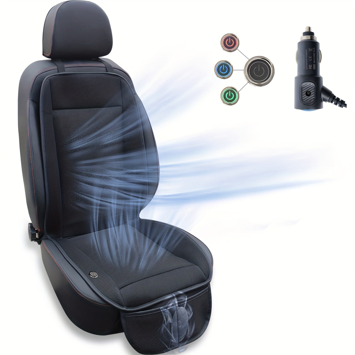 Ultra-Cooling Cooling Car Seat Cushion with Turbo Fan & Ice-Ice silk Mesh - 360° Air Circulation