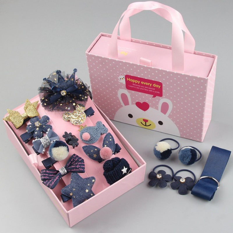 Deluxe Princess Hair Accessory Kit for Girls - Sparkling Rhinestone Clips, Cute Bow Ties & Elastic Bands with Pink Gift Box & Ribbon Hanger - Soft, Lightweight & Safe for and Youngsters, Hair Accessories for Girls