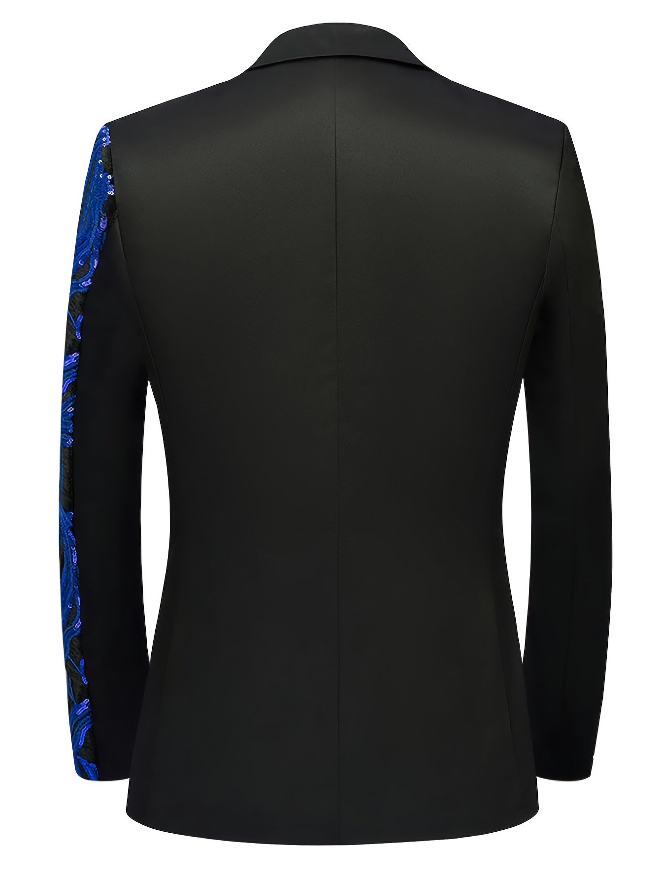 Shiny Sequins Blazer, Men's Semi-formal One Button Lapel Suit Jacket .