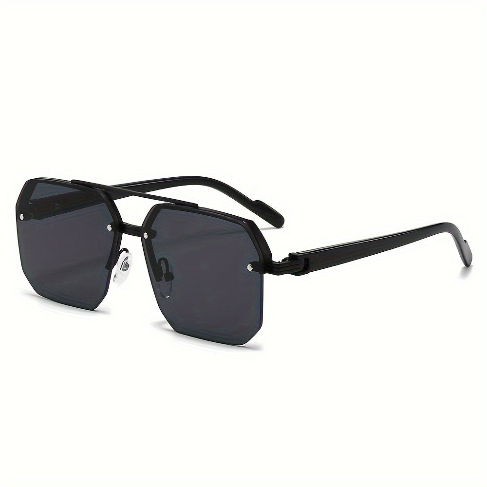 Unisex Semi-Rimless Glasses, Large Frame With Double Beam.