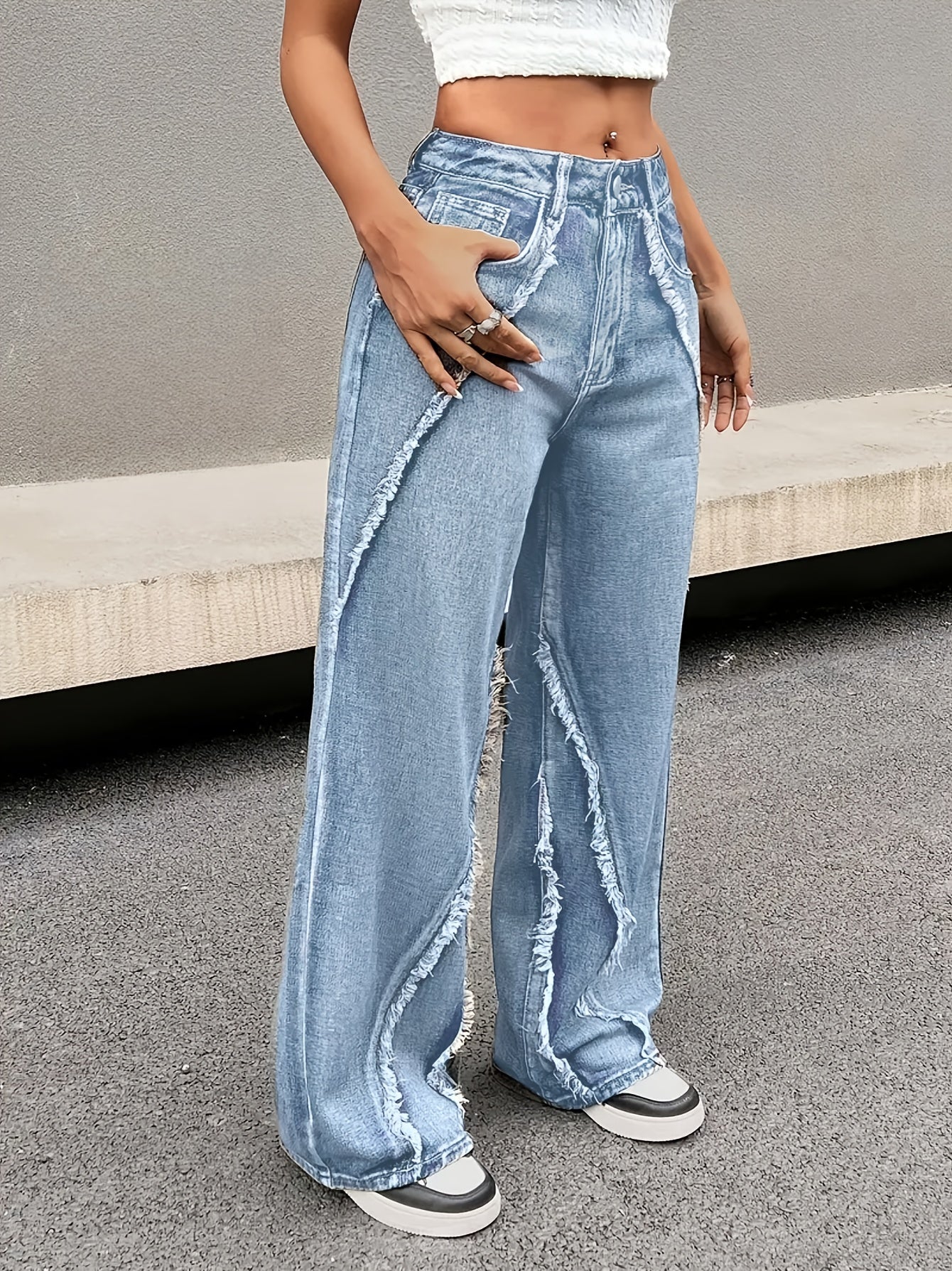Women's Non-Stretch Denim Wide-Leg Pants - ./MH