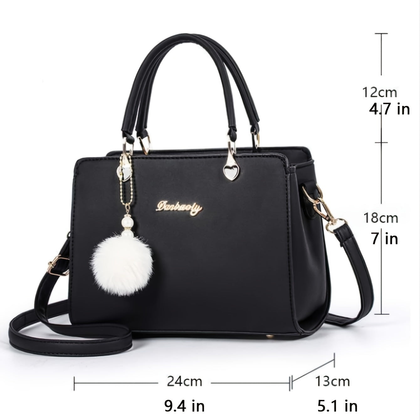 Letter Decor Satchel Bag, Stylish Top Handle Purse,