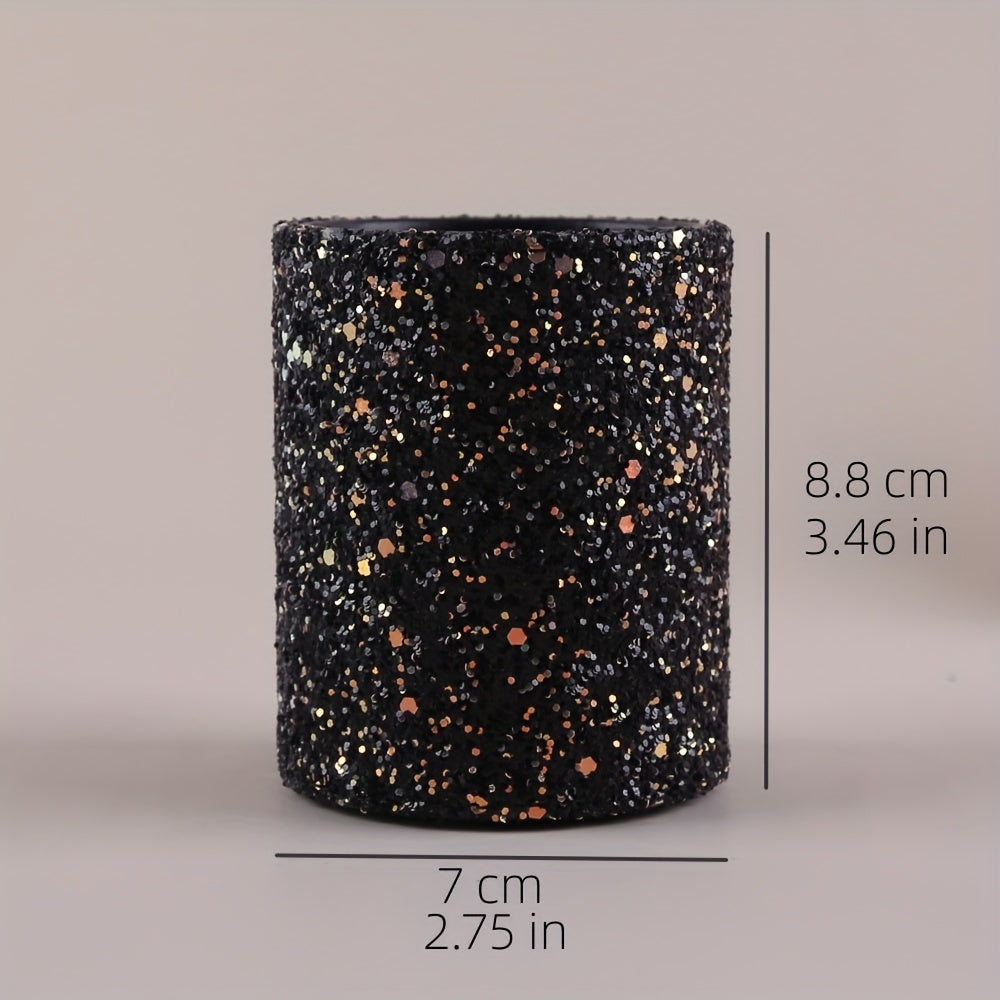 Glitter Makeup Brush Holder Sequin Decor Pencil Cup Shiny For Women, Makeup Brush Holder Organizer Cup Gift For Desk Office Classroom Home Sequin Brush Bucket