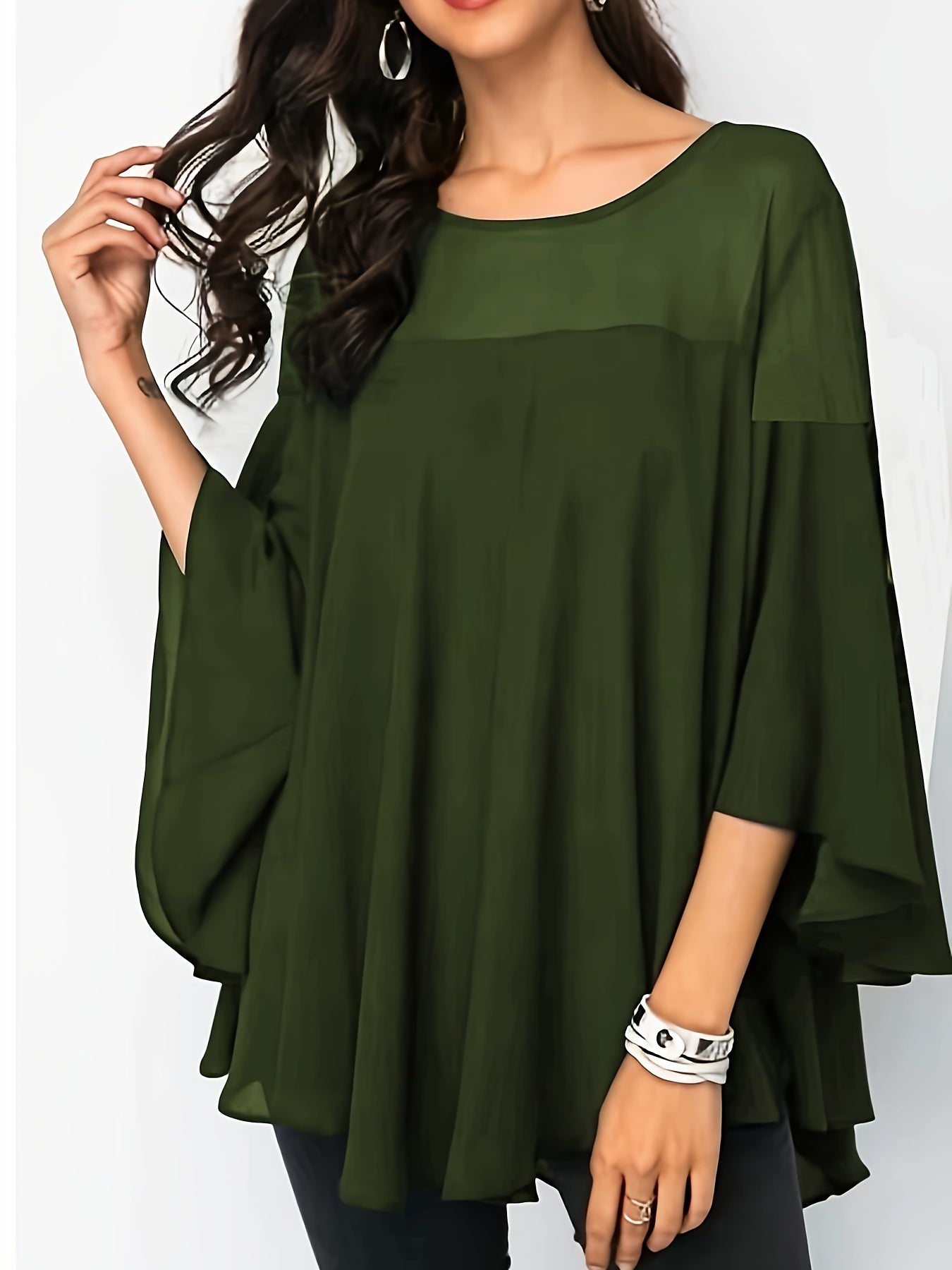 Plus Size Women's Casual Shirt - Vibrant Green Short Sleeve.