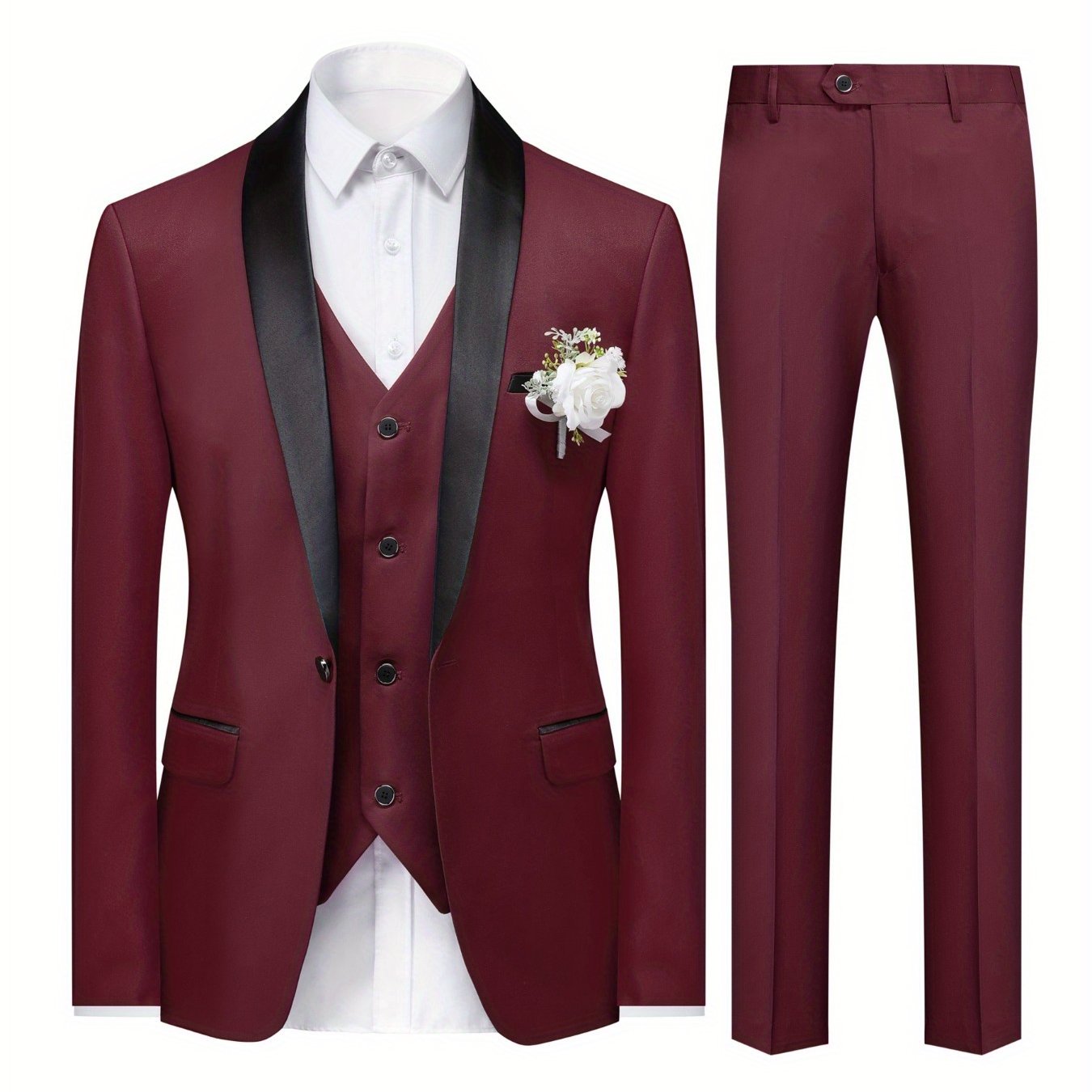 3-Piece Men's Suit Set - Single-Breasted Blazer.