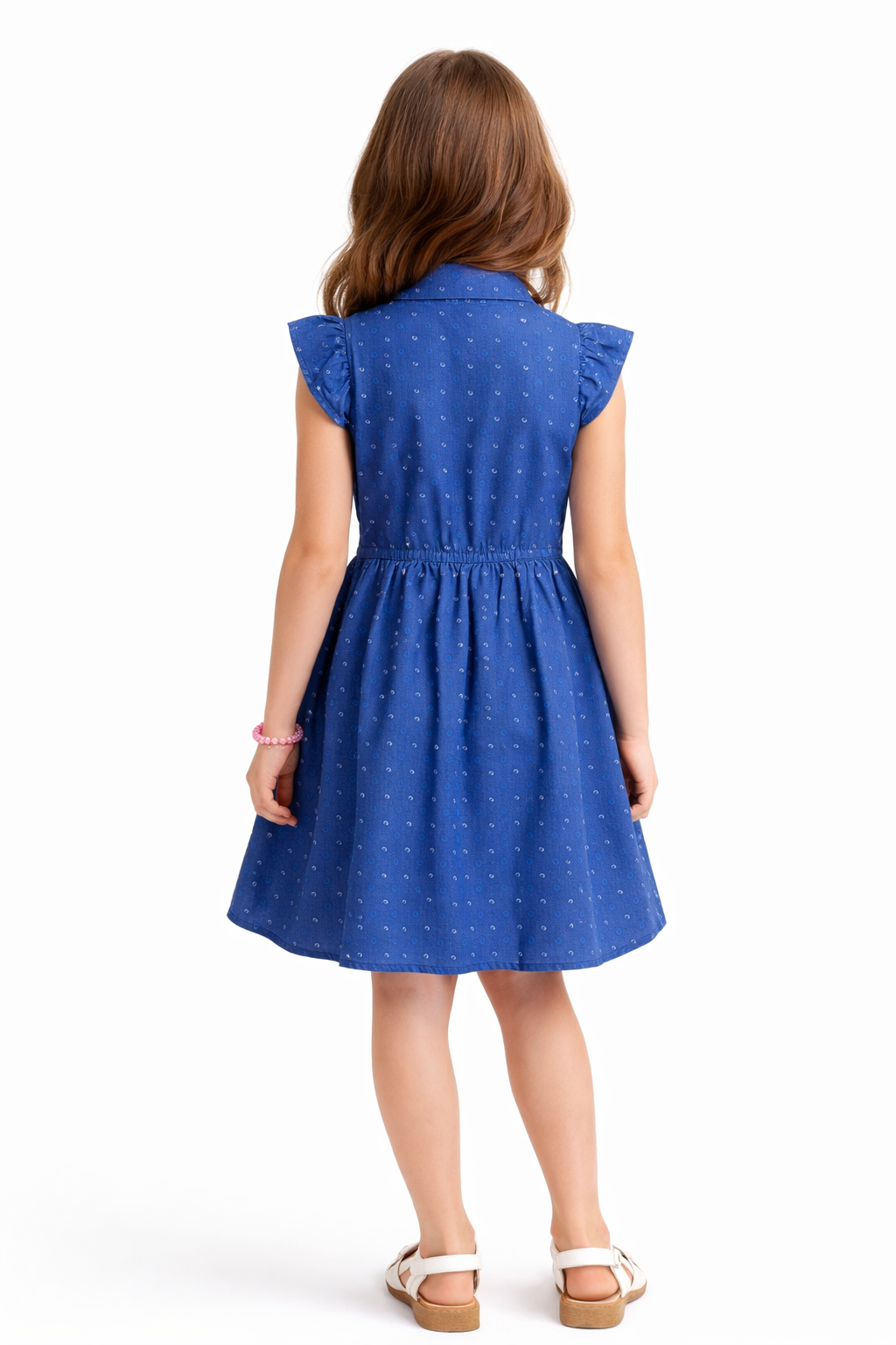 Girls Indigo Blue Printed Cotton Dress (2–12 Years) | Soft Casual Party Wear | MH AE
