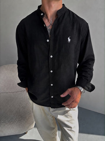 Men’s Premium Linen Band Collar Shirt | Full Sleeve | Smart Casual | 5 Colors | M–XXL | MH