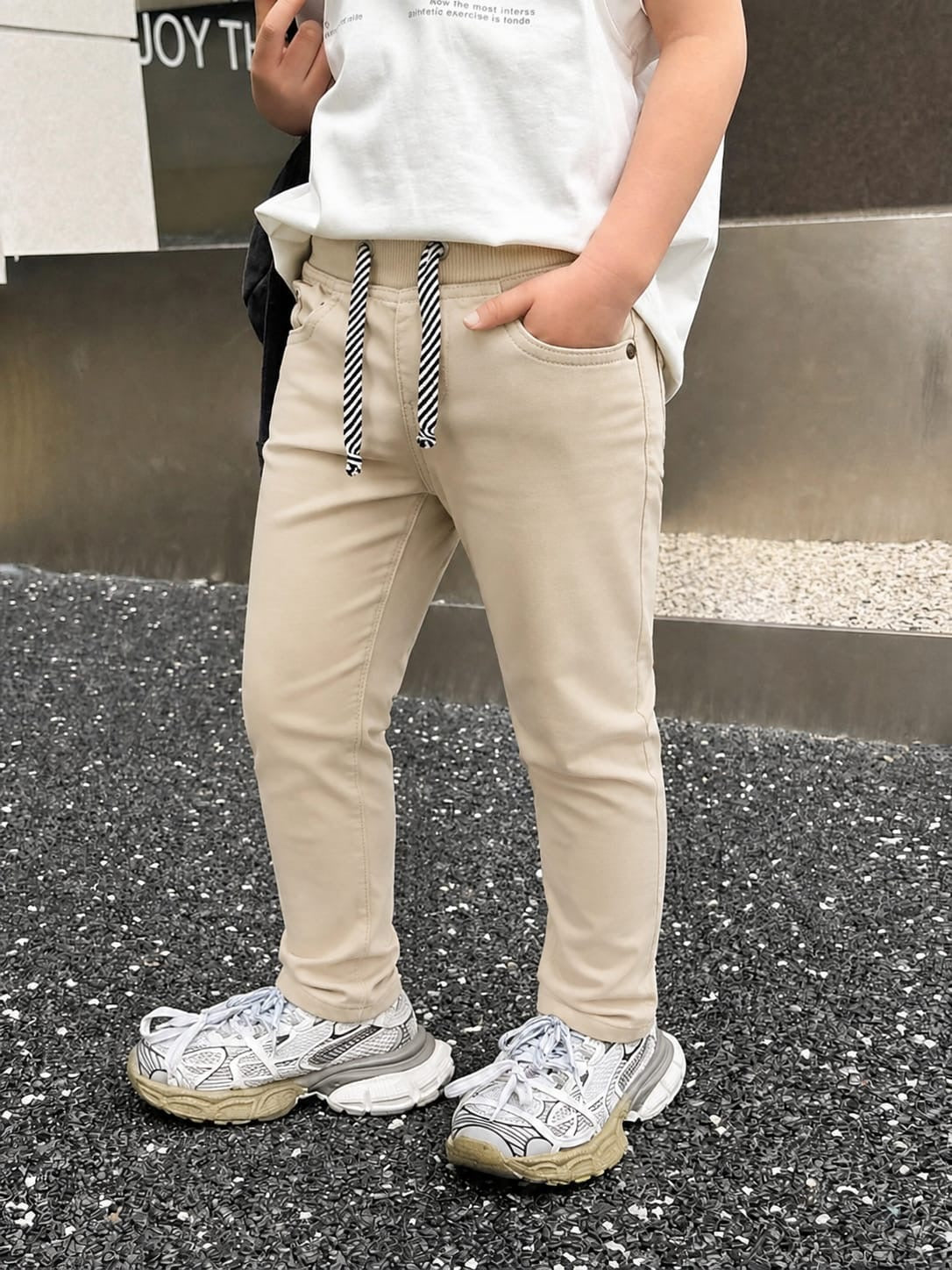 Tan Brown Regular Fit Rib Waist Pull-On Pants|MH (2-12yrs)