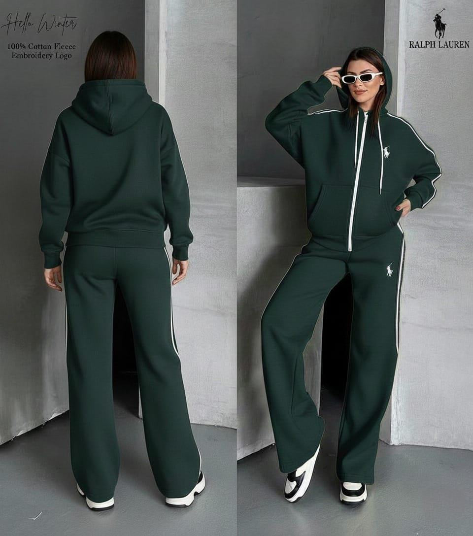 Women’s US Polo Tracksuit Full Zip Hoodie & Sweatpants Side Stripe Lounge Set S-XL | MH