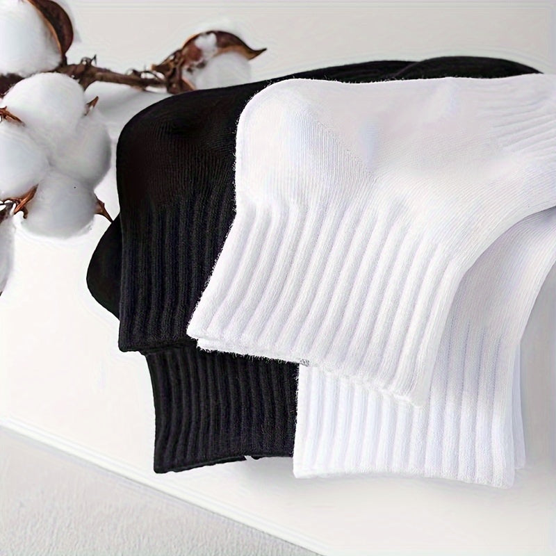 5pcs Ankle Socks in Black, White, and Gray -/MS
