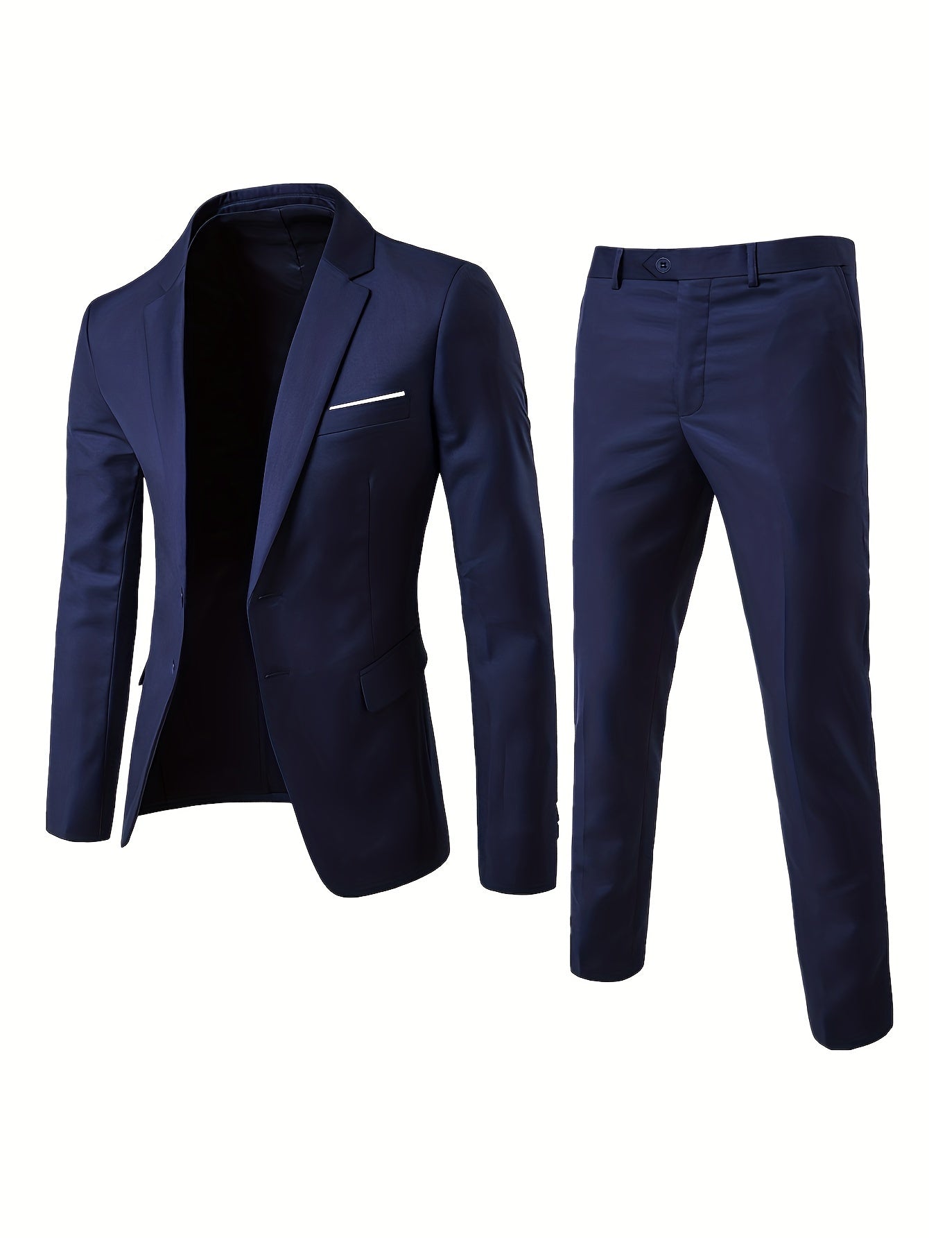2-pack Set Of Men's Solid Color Business Outfits,