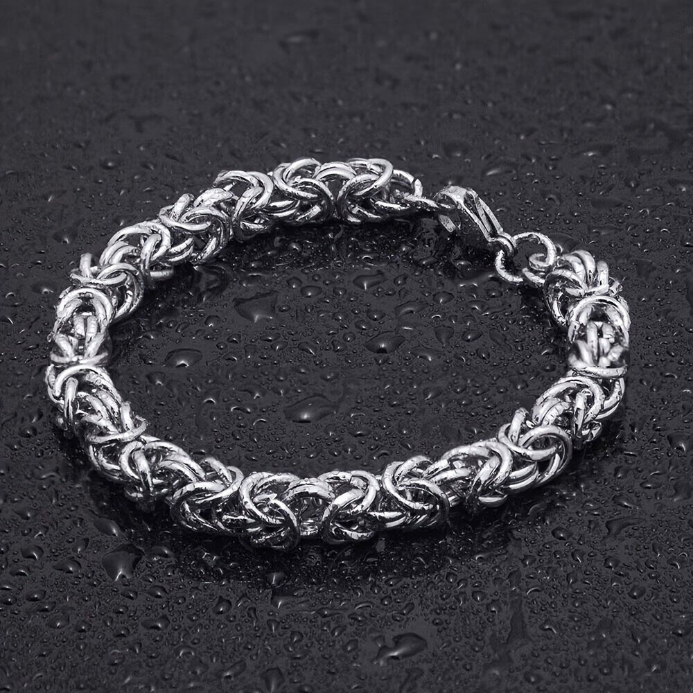 1pc Stainless Steel Irregular Chain Cool Armband - Hand-Woven, Men's Jewelry, Masculine Accessory, Adjustable Clasp, Durable, Stylish, Fashionable, Perfect Gift for Him