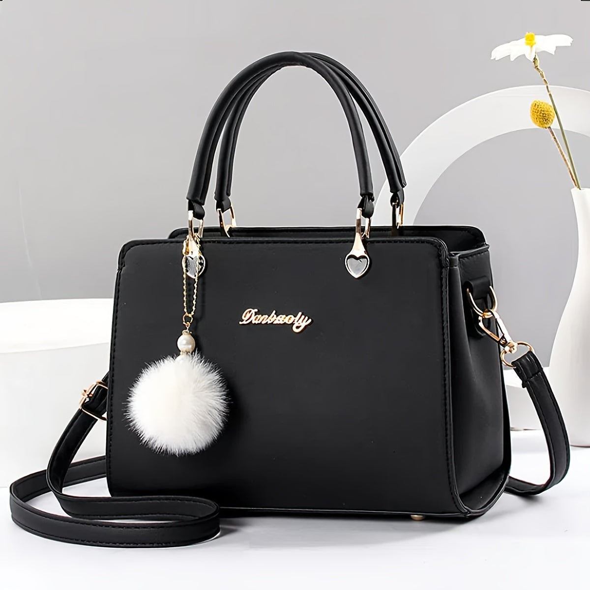 Letter Decor Satchel Bag, Stylish Top Handle Purse,