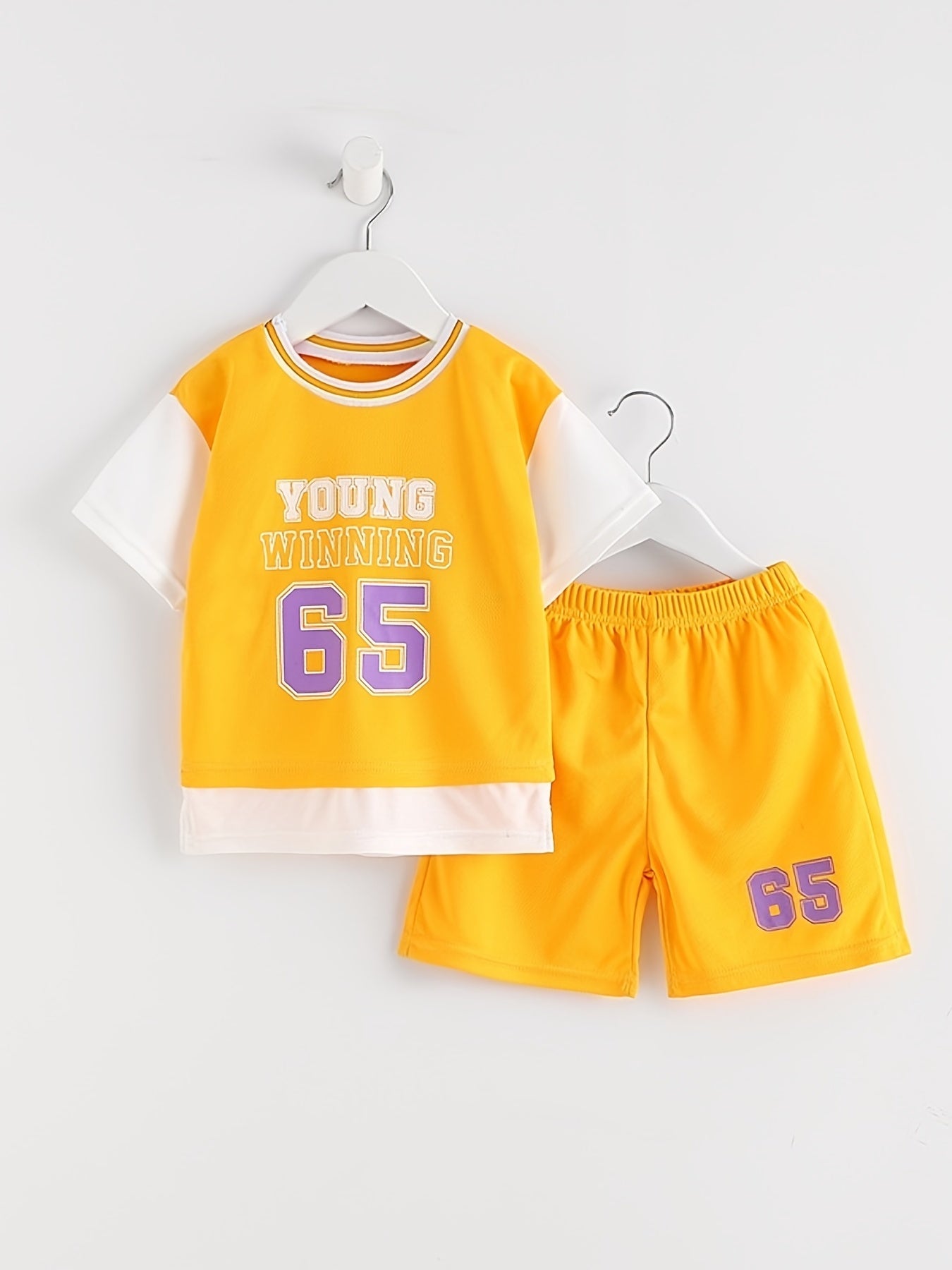 Boys "Young Winning" Number "65" Casual Outfit Round Neck T-shirt.