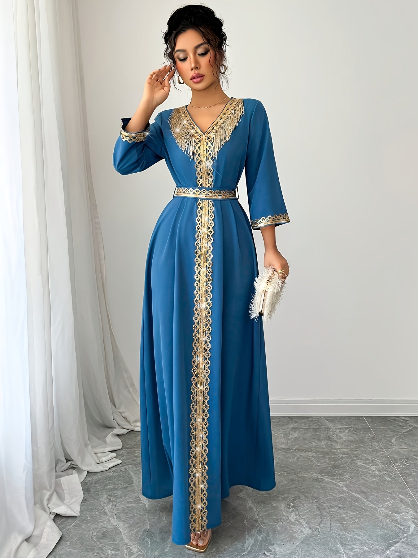 Yuhongfei Directional YY0309072 Mid-Sleeve Maxi Dress