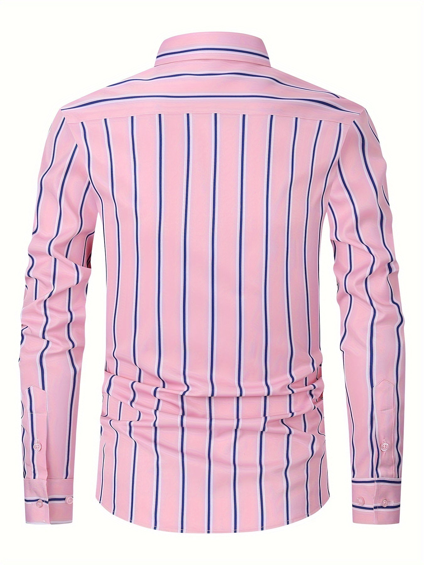 Men's Striped Lapel Collar Design Dress Shirts,