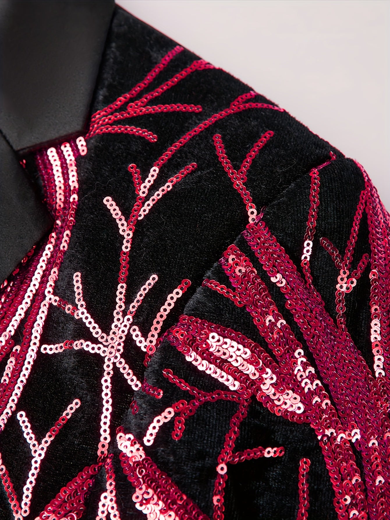 Shiny Sequins Blazer, Men's Semi-formal One Button Lapel Suit Jacket .