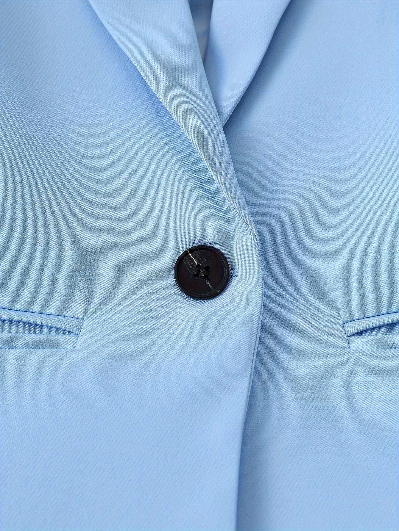 Plain Color Elegant Suit Set, Single Breasted Long Sleeve Blazer.