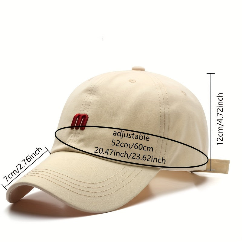 A Cap Featuring an Embroidered M, Designed As a Soft Sunshade Hat,
