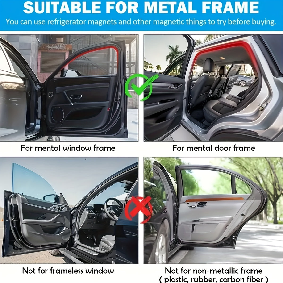 Magnetic Block UV Rays Sunshades for Vehicle Side Windows Set of 4