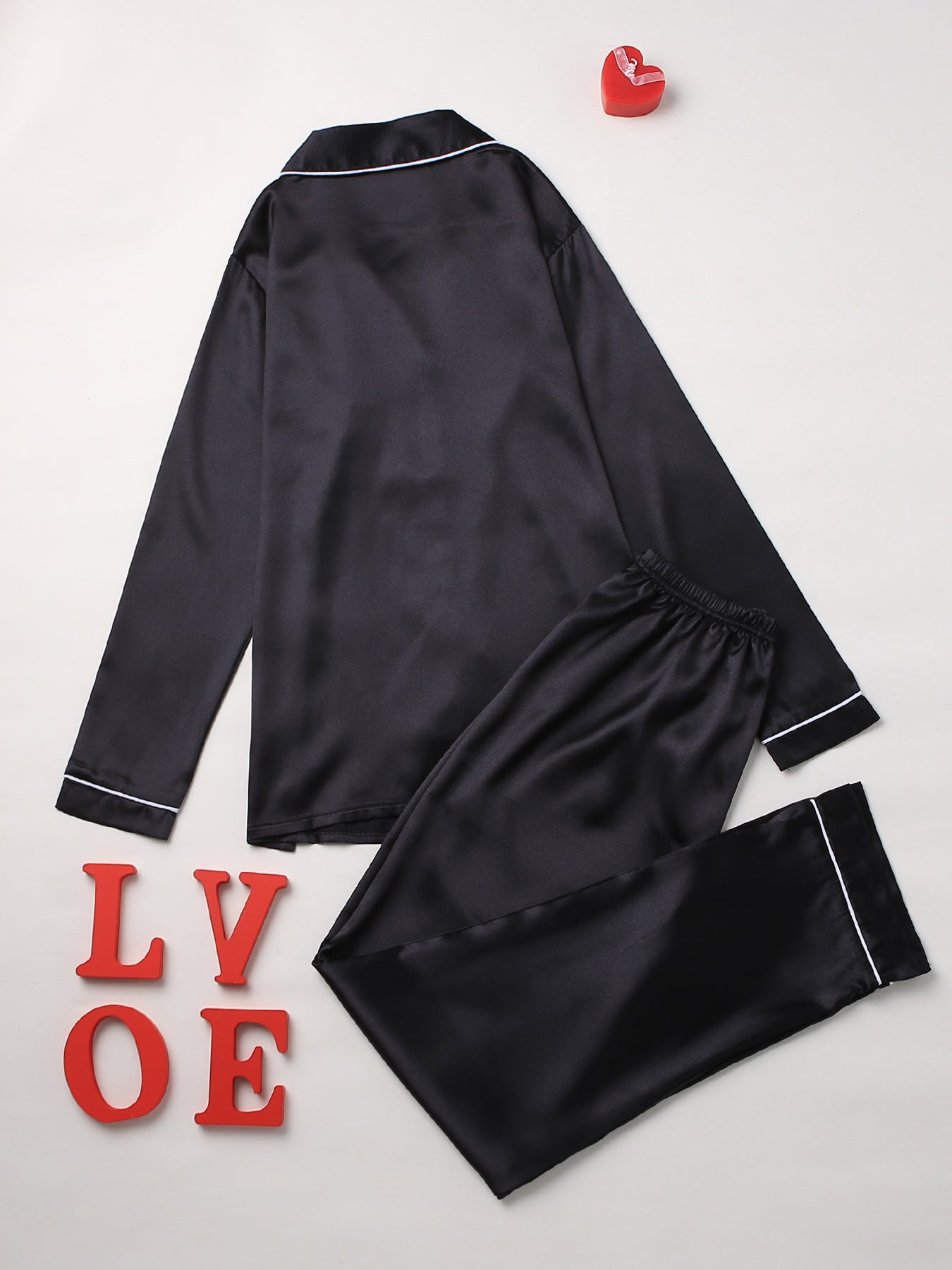 Cozy Solid Pajama Set - Soft Long Sleeve Button.