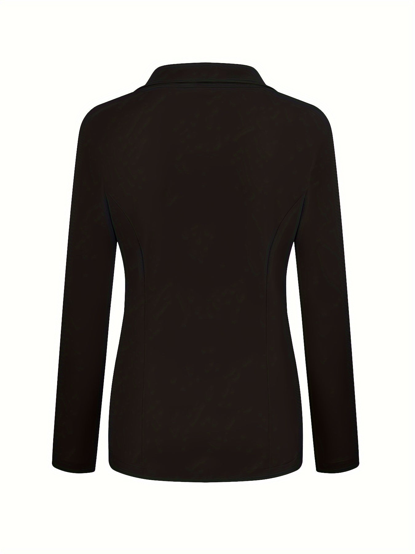 Solid Lapel Button Long Sleeve Blazer Jacket, Casual Loose .