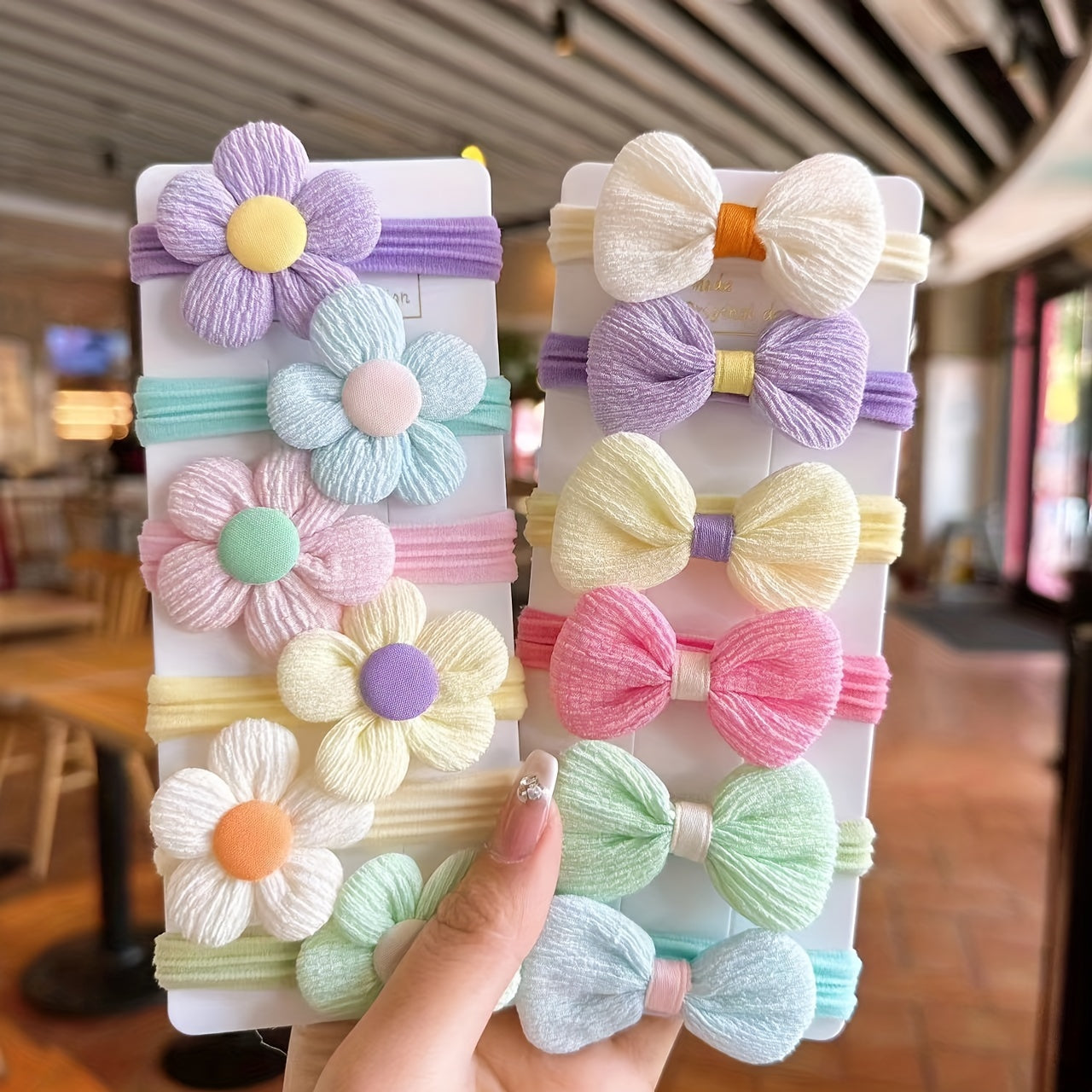 6/8/12/20pcs New Cute Sweet Flower Bow Girls Women Elastic Hair Bands Hair Ties Princess Hair Accessories Headwear