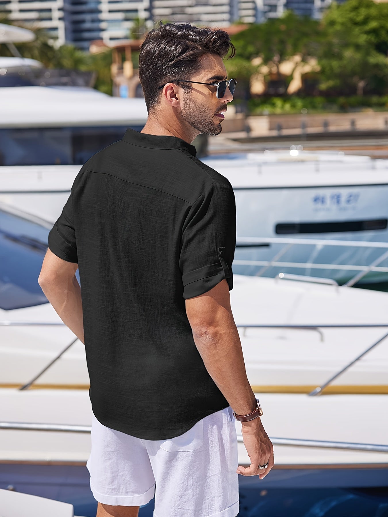 Men's Cotton & Ramie Fiber Shirt Top Turn-Down Collar Long Sleeve Closure Male Casual Shirt For Men Daily Vacation Streetwear