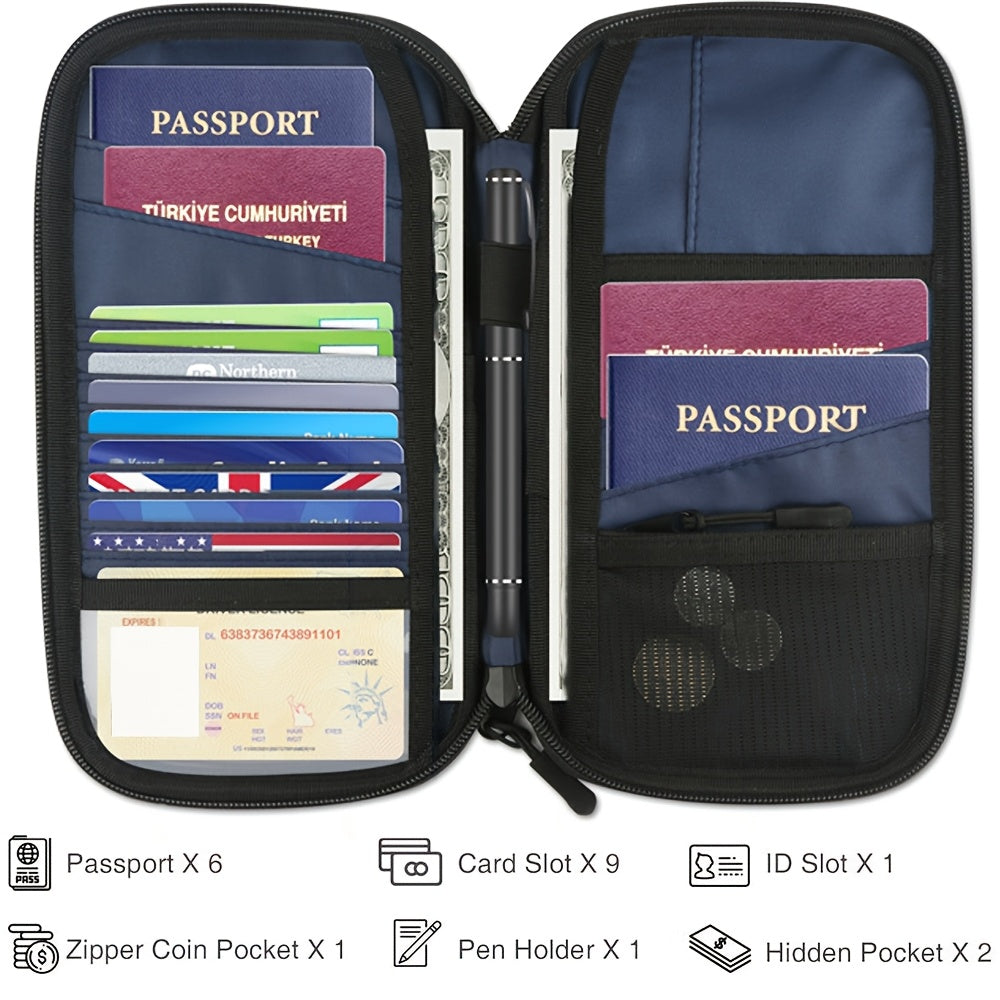 Home Passport Wallet with SIM Card Slots and Pop-up Needles,