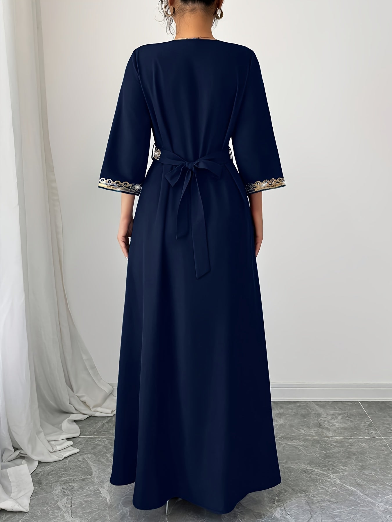 Yuhongfei Directional YY0309072 Mid-Sleeve Maxi Dress