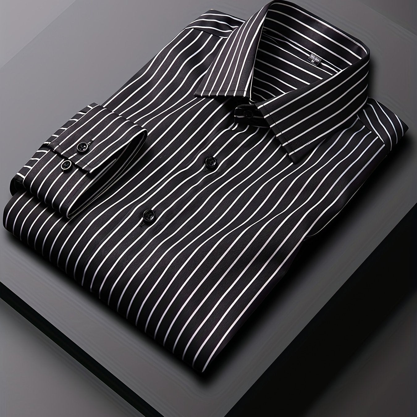 Men's Striped Lapel Collar Design Dress Shirts,