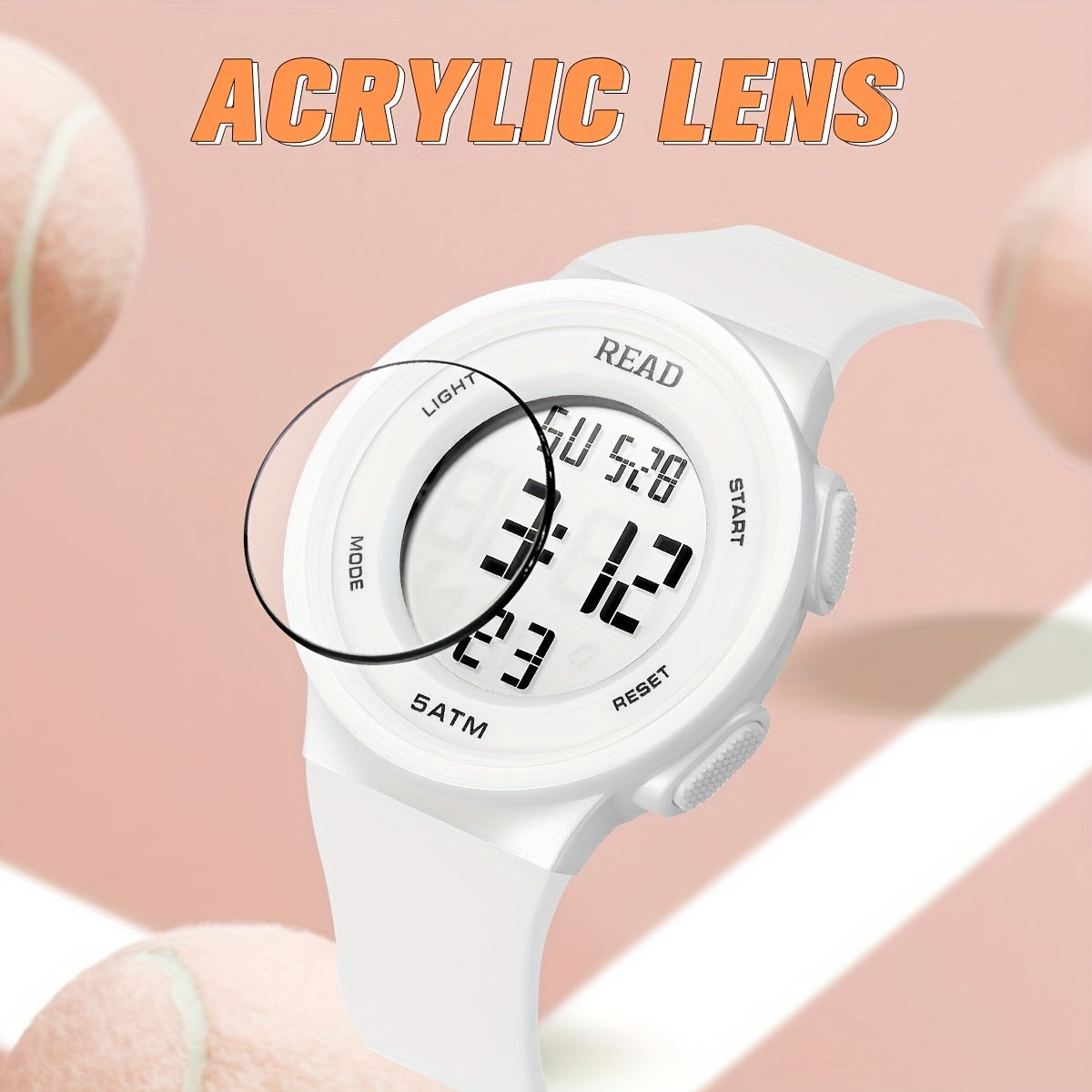 Cute Round Digital Watch, Stainless Steel Strap, Chronograph.