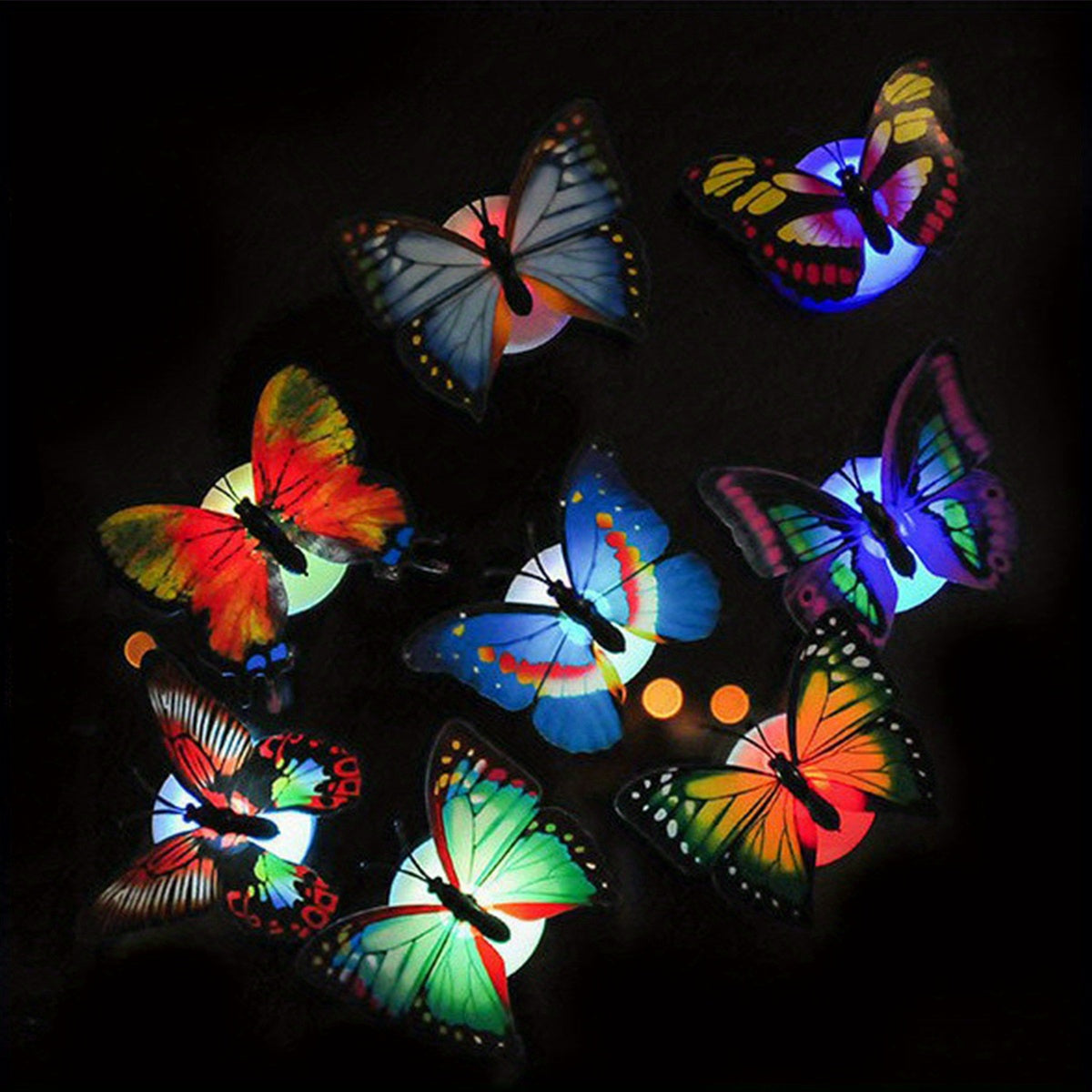 Colorful Glowing Butterfly Night Light - 3D LED Wall Sticker - Battery-Powered Room Decoration Easter Gift