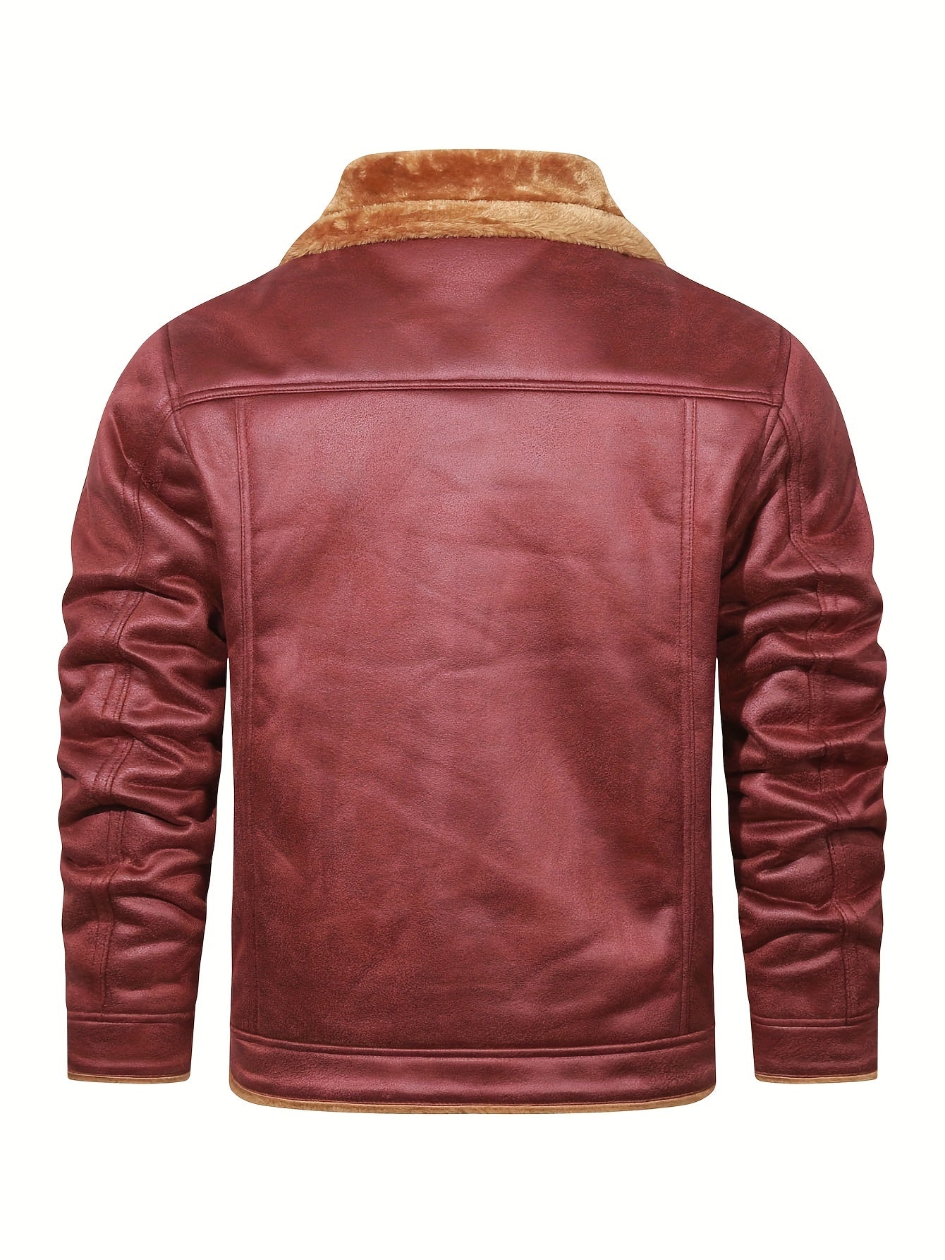 Men's Casual Polyester Jacket with Faux Lining, Solid Color,