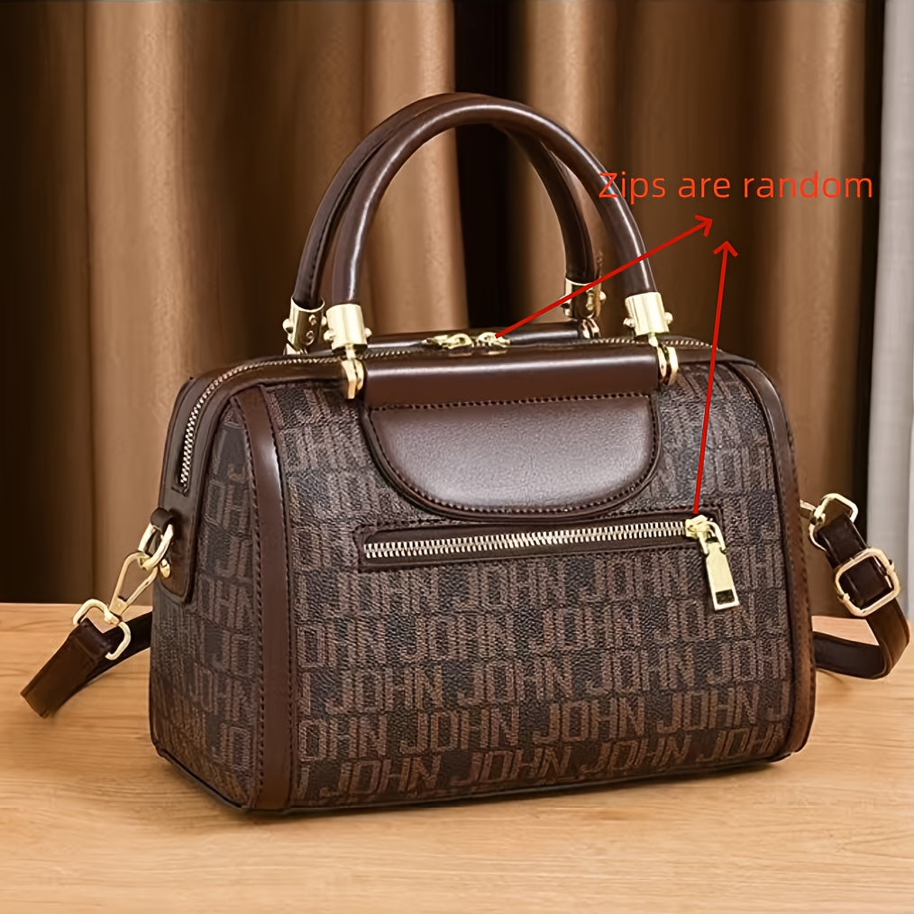 Large Capacity Designer-Inspired Boston Handbag for Women