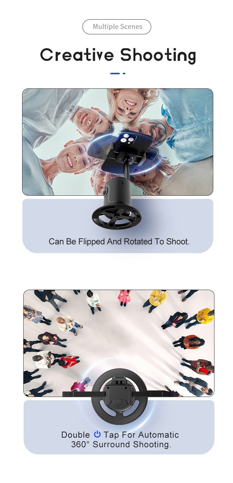 Auto Face Tracking Tripod, No App Required, 360° Rotation .