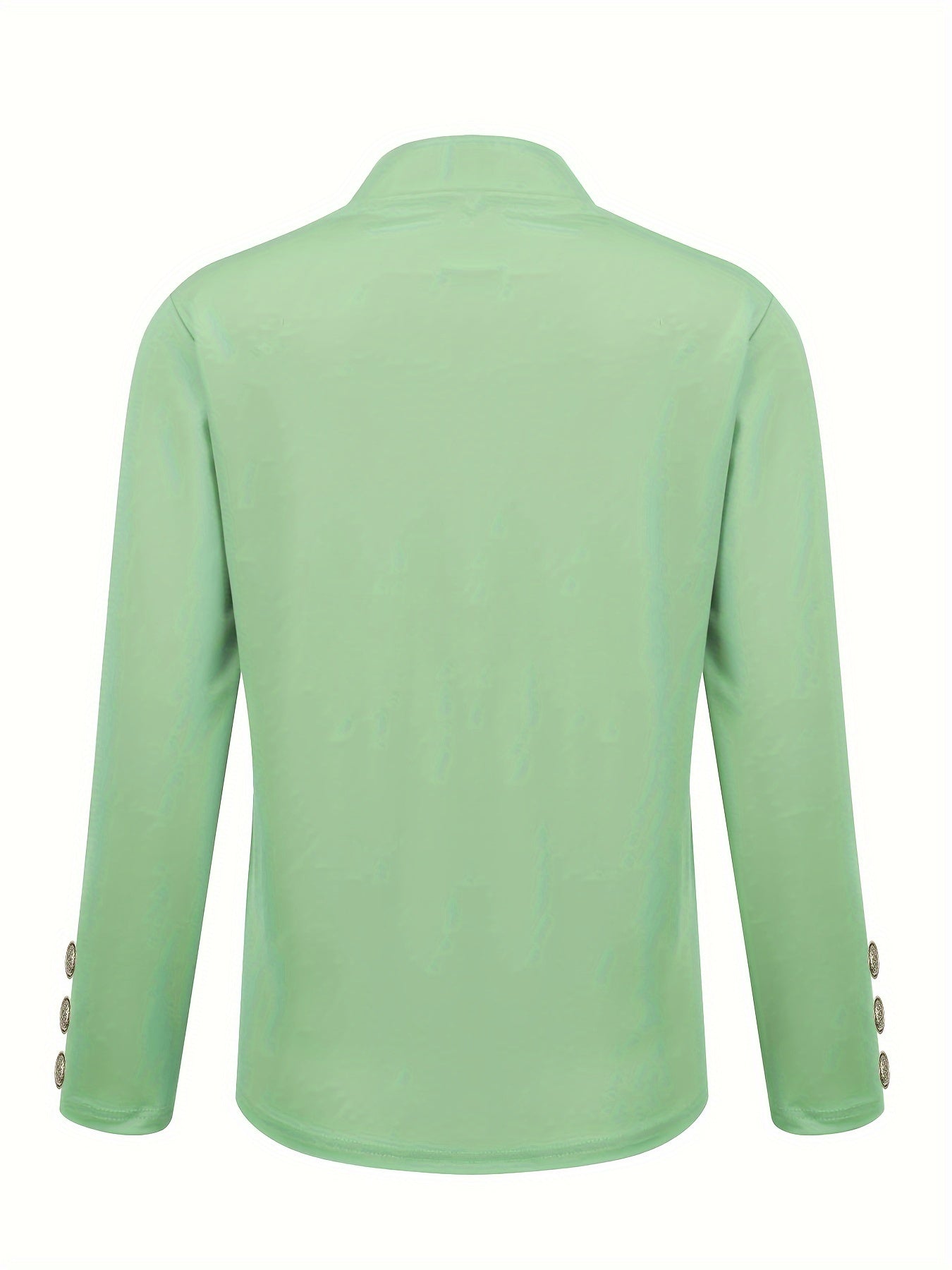 Solid Open Front Blazer, Casual Long Sleeve Button Blazer .