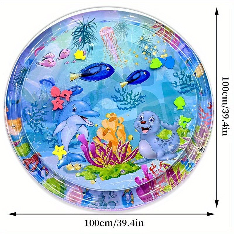 1pc 100cm/39.4in Ocean Themed Patty Water Mat, Crawling Mat, Game Pad, Tummy Time Water Play Mat, Halloween Gift Christmas, Halloween, Thanksgiving Day Gift