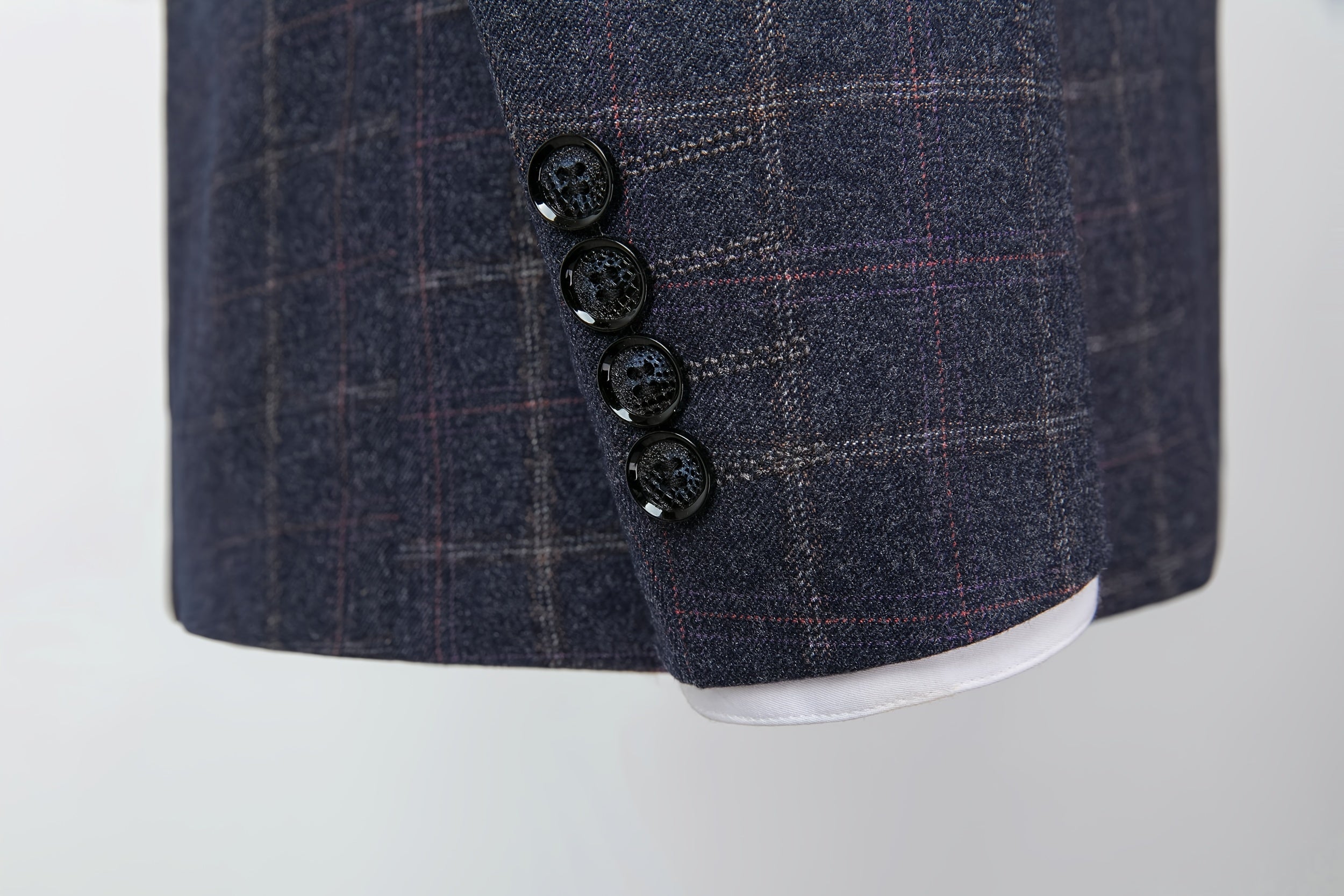 3pcs Men's Plaid Pattern Dress Suit Set, Notch Lapel Collar Blazer.