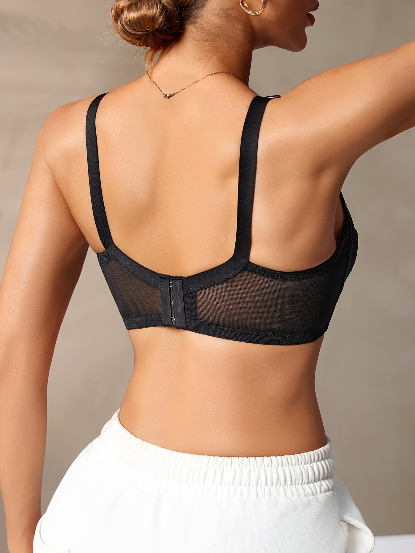 [Black Lace Bra] Black Lace Wireless Bra | Brelegant Bra with Bow Detail -./MH