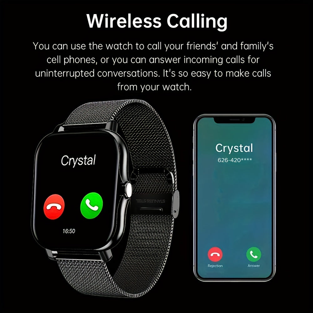 NEW Smart Watch 4.65cmInch With Wireless Calling/Receiving Multiple Sports Modes Sedentary Reminder Weather Forecast Message Notification Borderlessslim Design Multi-SportMode For Android & For IPhone For Men&Women AS A Gift