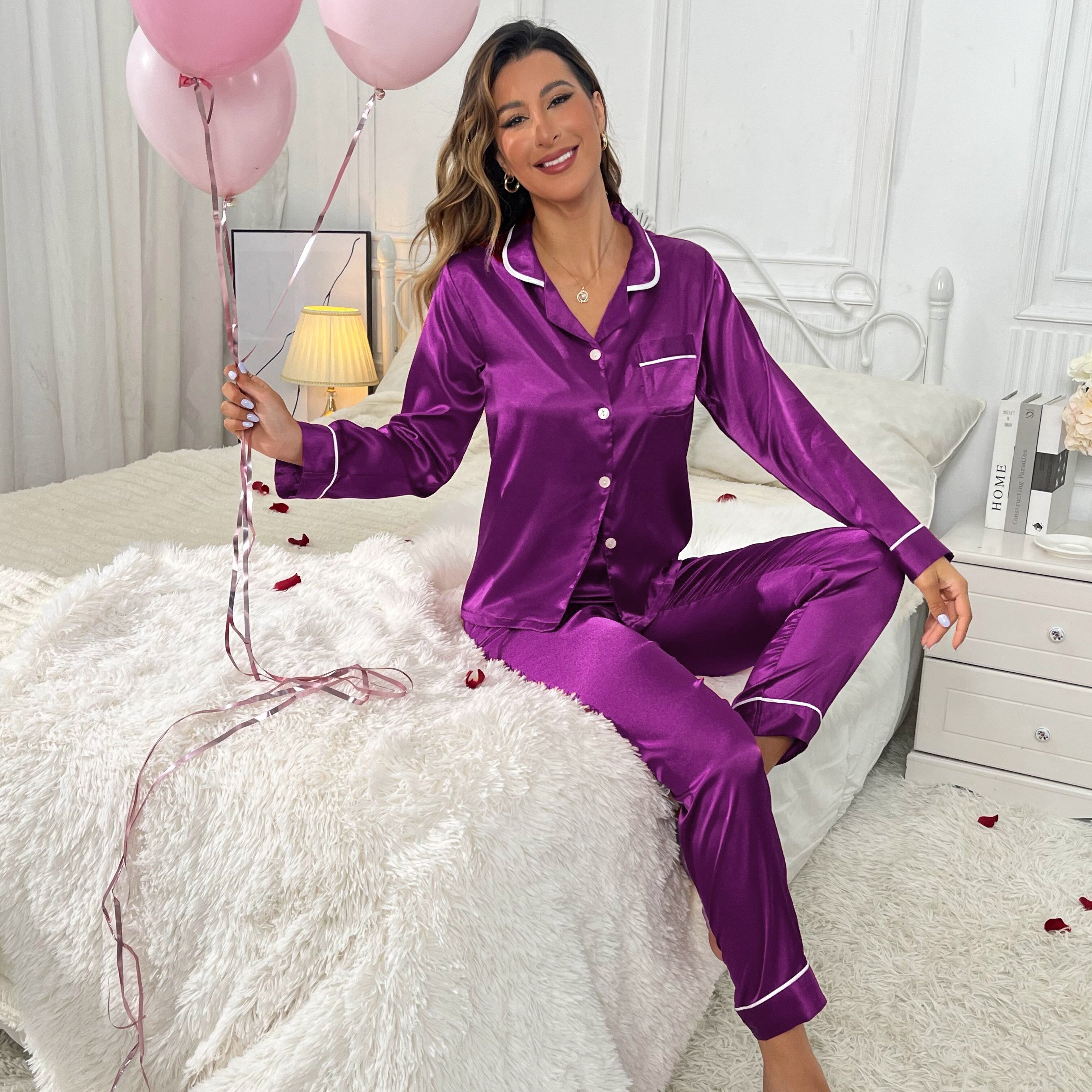 Luxurious Satin Pajama Set for Women .