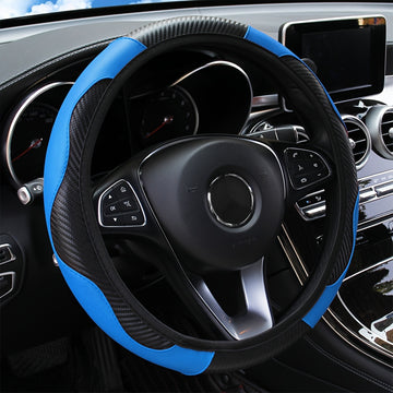 Universal Carbon Fiber Elastic PU Leather Car Steering Wheel Cover