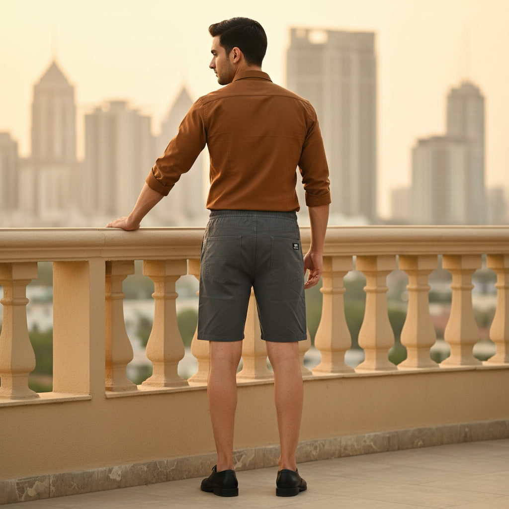 Young Men’s Grey Shorts 17-24 Years | Stylish Casual Cotton Shorts with Drawstring Waist | MH